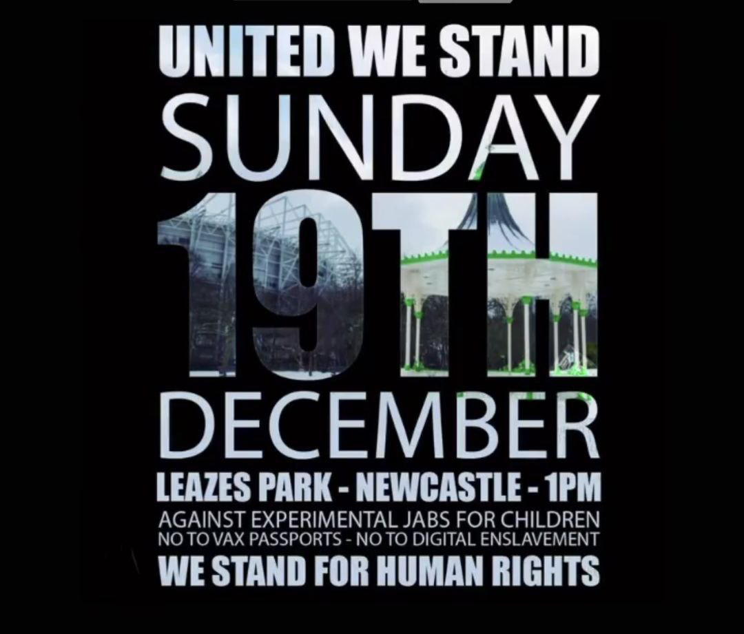 United We Stand – Sunday 19th December 2021 – Leazes Park, Newcastle 1pm